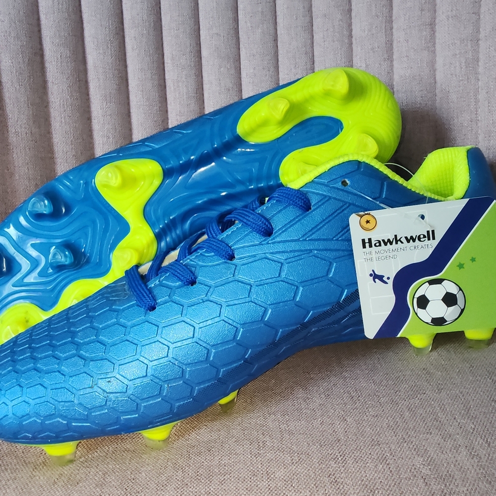 Hawkwell Electric Blue and Neon Yellow Soccer Cleats